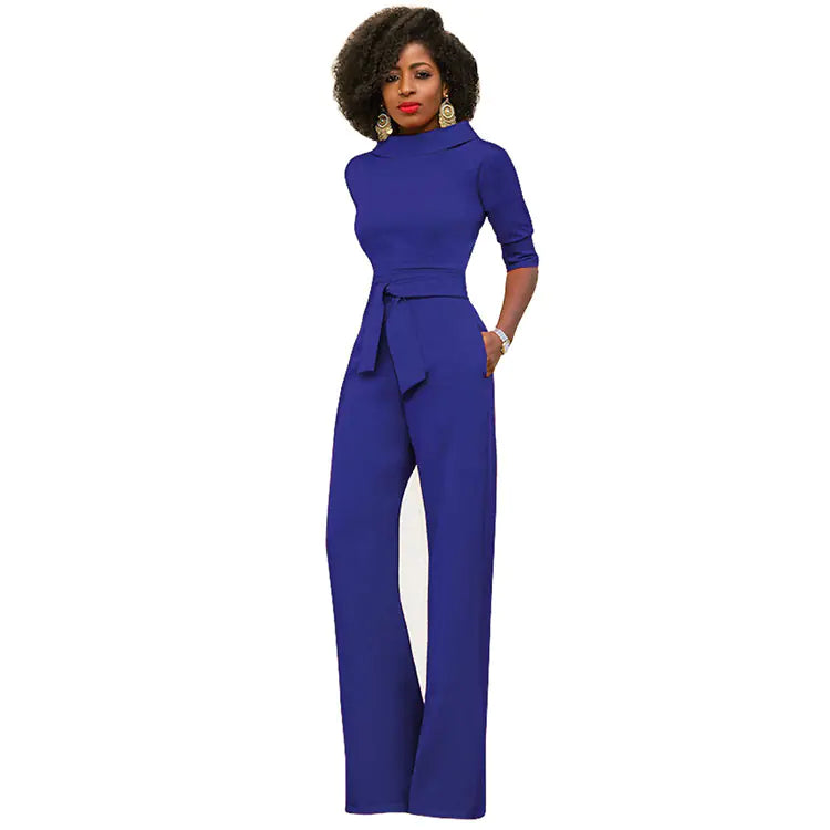 Fashionable Women's Solid Color High Waist Jumpsuit  sizes S t/m XL (of maat 34 t/m 44,