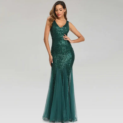2024 Sequin Mesh Plus Size Mermaid Evening Dress