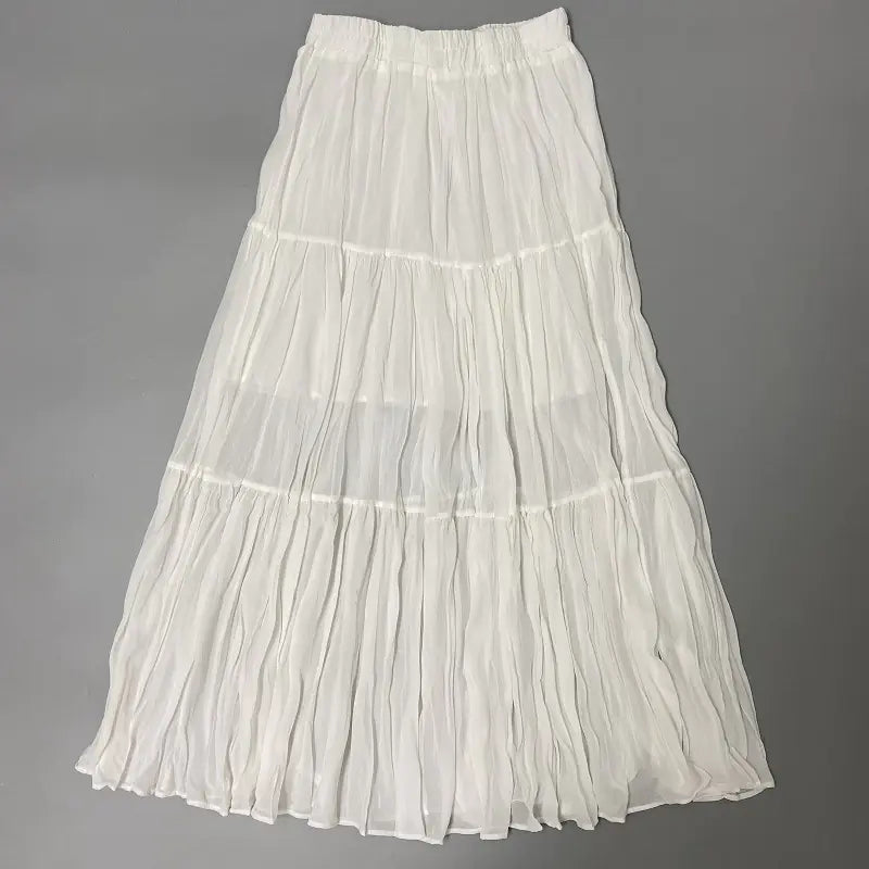 High Waist Pleated A-line Chiffon Skirt