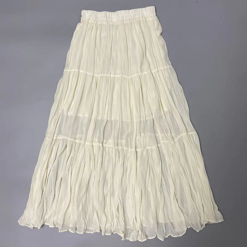 High Waist Pleated A-line Chiffon Skirt