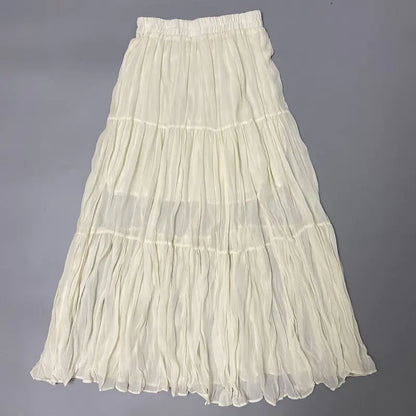 High Waist Pleated A-line Chiffon Skirt