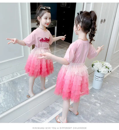 Girls' Summer Dress 2020 - Chic Tulle Princess Style  sizes ranging from 100cm to 140cm,