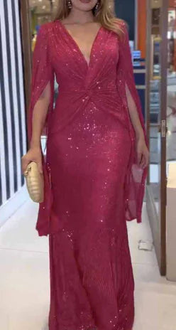 Black Sequin Long Evening Dress