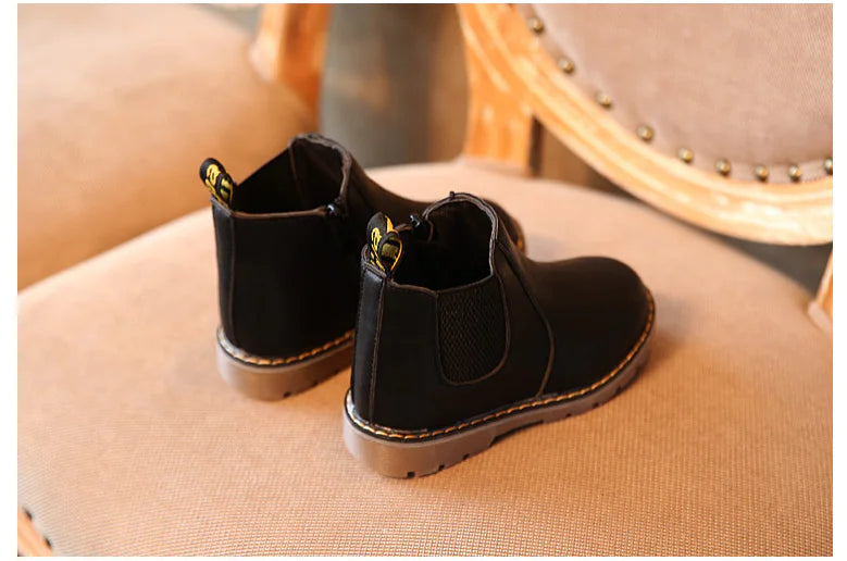 Children's Leather Short Boots for Boys and Girls sizes ranging from 21 to 36,