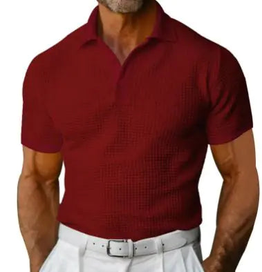 Men's European & American Style Cotton Polo Shirt – Slim Fit, Short Sleeve, Jacquard