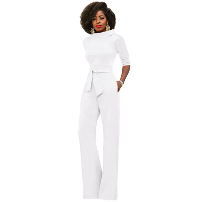 Fashionable Women's Solid Color High Waist Jumpsuit  sizes S t/m XL (of maat 34 t/m 44,