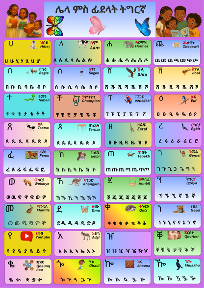 Matte Paper Poster voor kinderen om Tigrinya letters te leren - FkriTigrinya