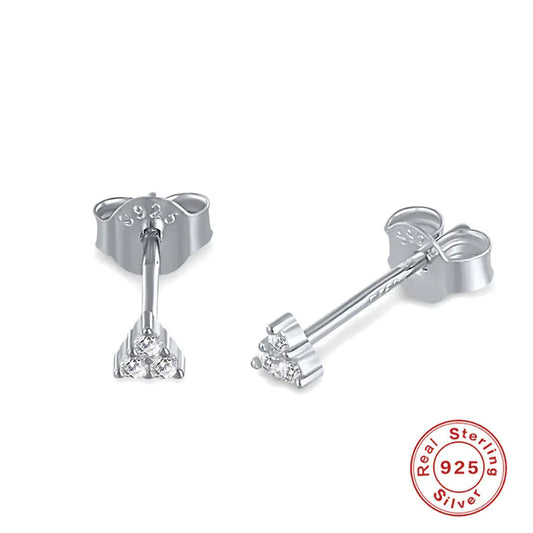 S925 Silver Stud Earrings with Zirconia Accents