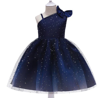 High-End Sequin Tulle Dress for Girls with Bow