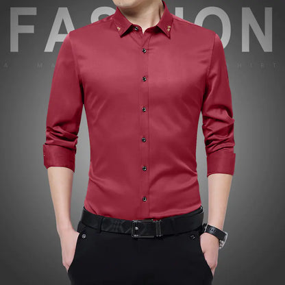 Men's Slim Fit Wrinkle-Resistant Long Sleeve Shirt