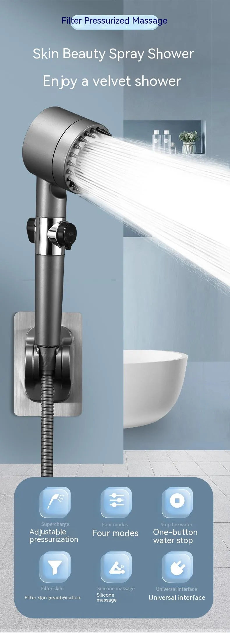 3-Gear Adjustable High-Pressure Shower Head
