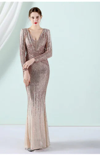 Fashion Long Sequin Dress for Special Occasions