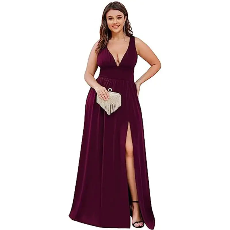 Deep V-neck Sleeveless Swing Dress