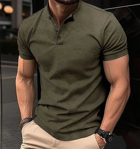 Button-Up Solid Color T-Shirt sizes from S to XXL