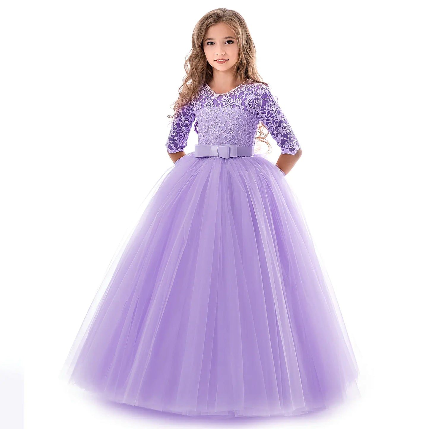 Girls' Long Sleeve Wedding Flower Girl Dress  130cm to 170cm,