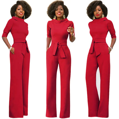 Fashionable Women's Solid Color High Waist Jumpsuit  sizes S t/m XL (of maat 34 t/m 44,