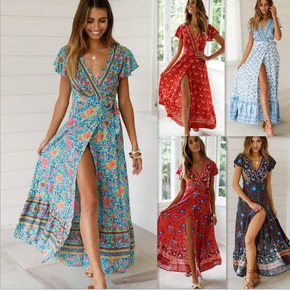 Printed Long Dress - Sexy Floral Maxi Dress S to XXXL