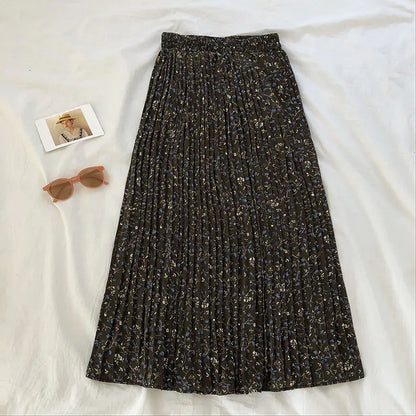 Floral Embossed High Waist Slim A-line Skirt