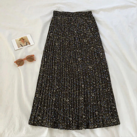 Floral Embossed High Waist Slim A-line Skirt