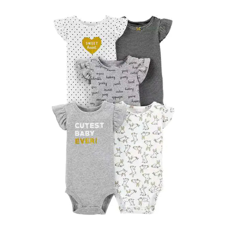 2020 Summer Baby Cotton Short Sleeve Rompers Set