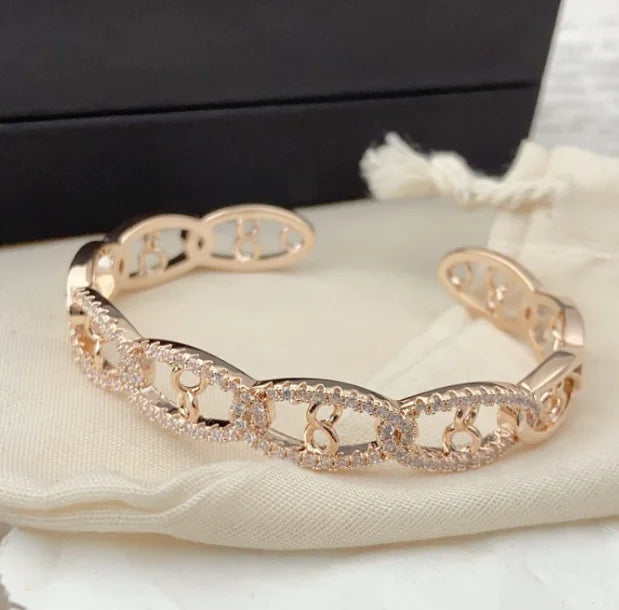 Light Luxury Full Diamond Bamboo Bracelet for Women
