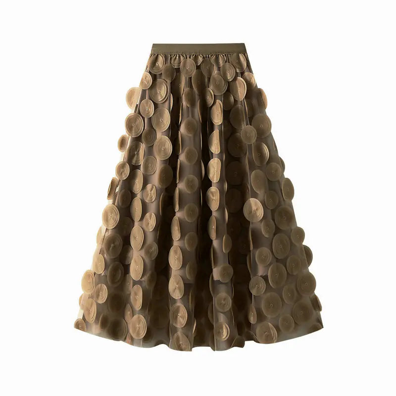 3D Polka Dot Black Mesh Skirt
