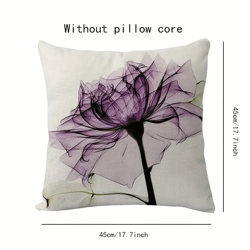Linen Tulip Printed Throw Pillow Cover 17.72"x17.72"