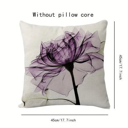 Linen Tulip Printed Throw Pillow Cover 17.72"x17.72"