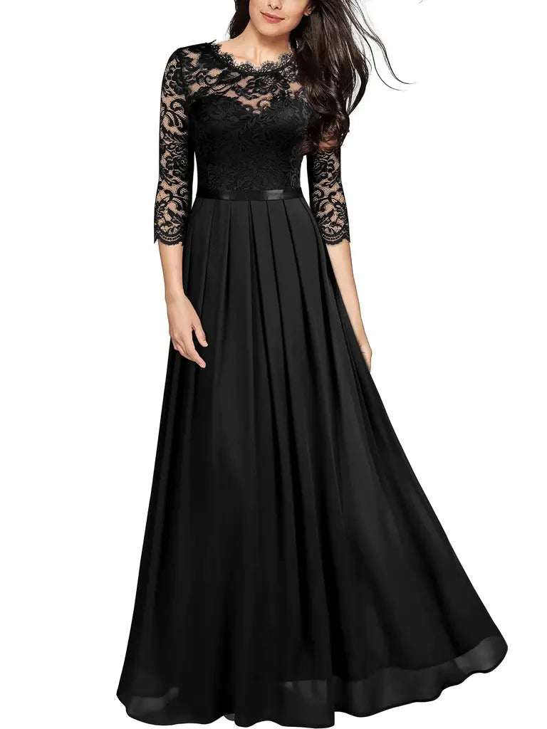 Chiffon Lace Long Dress for Bridesmaids and Events