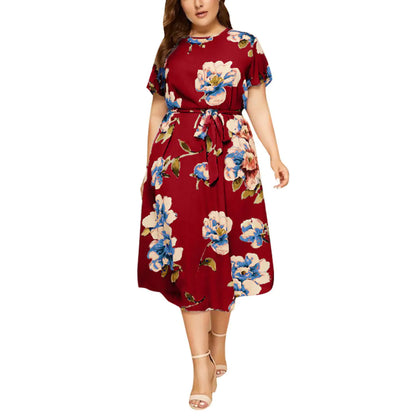Plus Size Women's Boho Vintage Flower Maxi Dress
