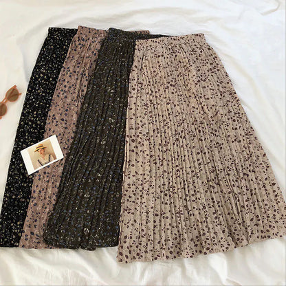 Floral Embossed High Waist Slim A-line Skirt