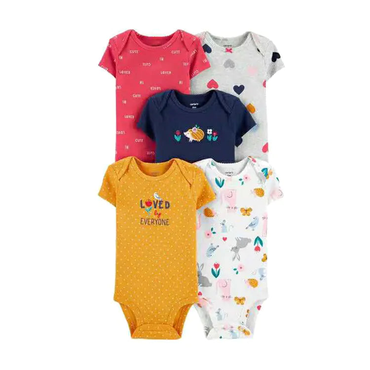 2020 Summer Baby Cotton Short Sleeve Rompers Set