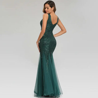 2024 Sequin Mesh Plus Size Mermaid Evening Dress