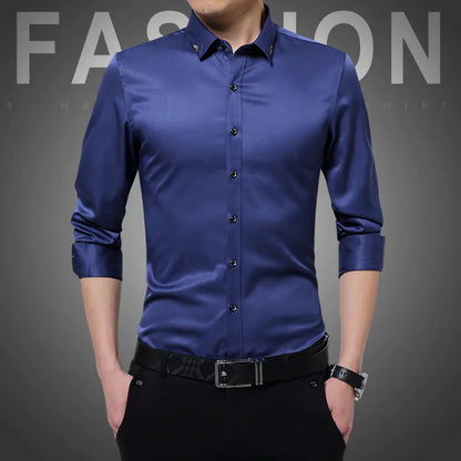 Men's Slim Fit Wrinkle-Resistant Long Sleeve Shirt