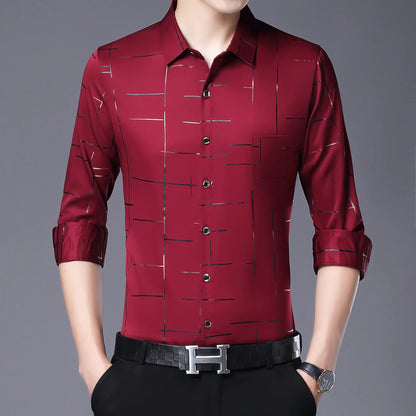 Men's Slim Fit Long Sleeve Floral Print Shirt