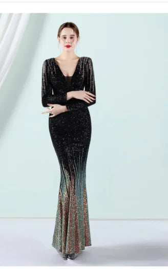 Fashion Long Sequin Dress for Special Occasions