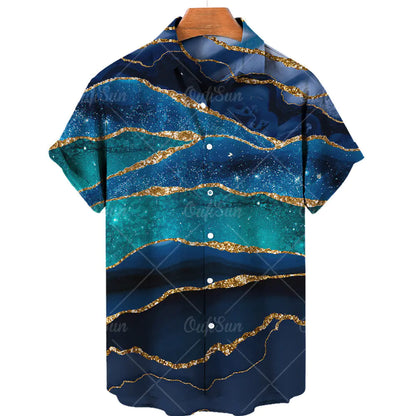 Vintage Hawaiian Casual Spandex Men's Shirt