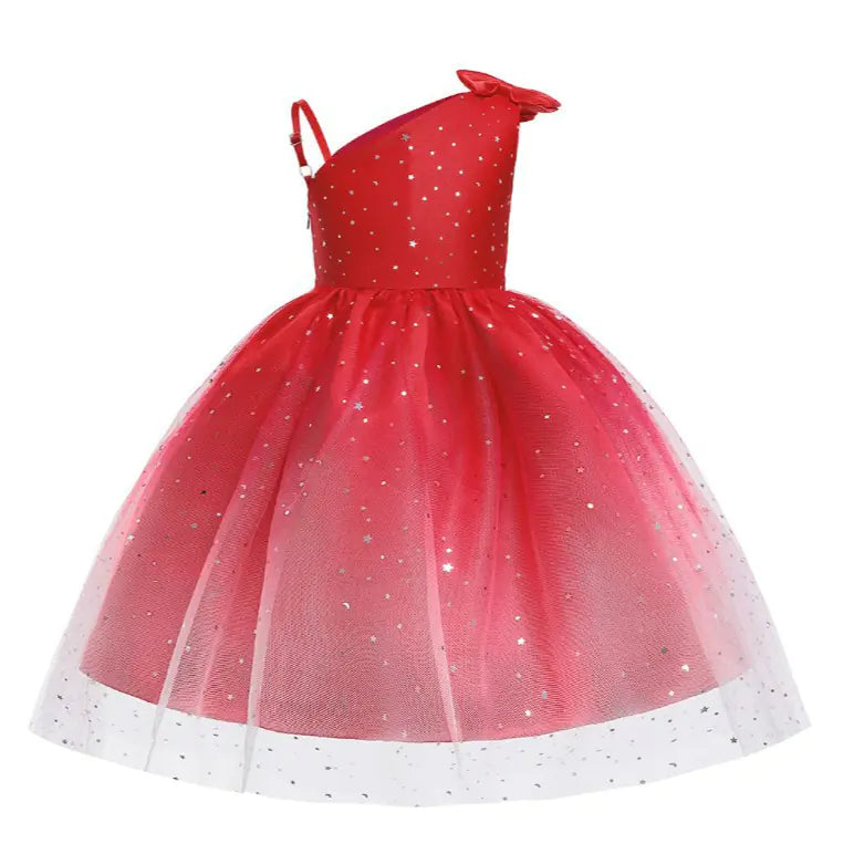 High-End Sequin Tulle Dress for Girls with Bow