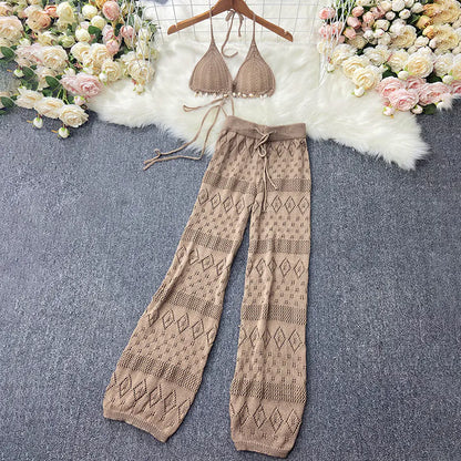 High-Waisted Wide-Leg Pants and Crop Top Set