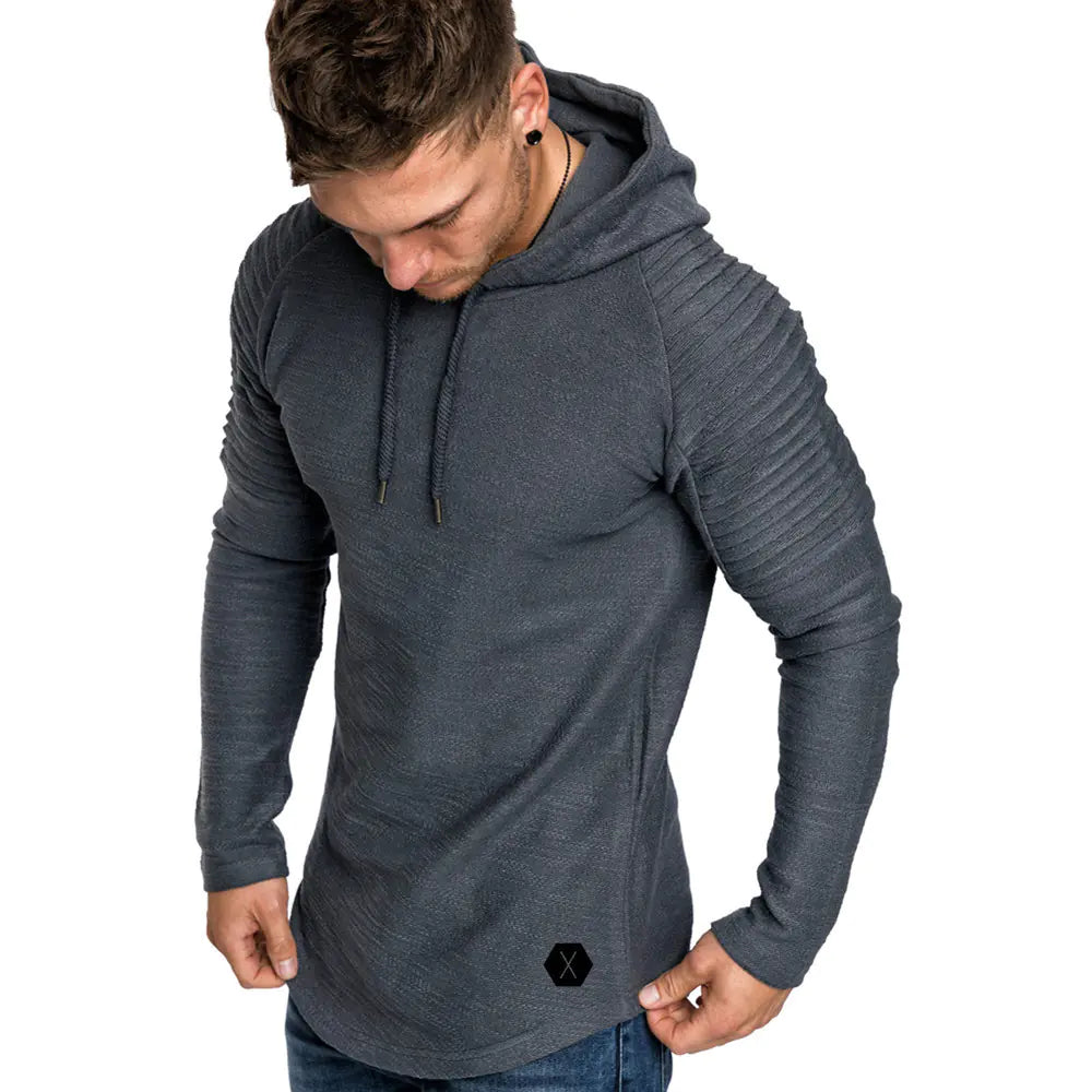 Men's Large Slim Fit Hooded Long Sleeve T-Shirt