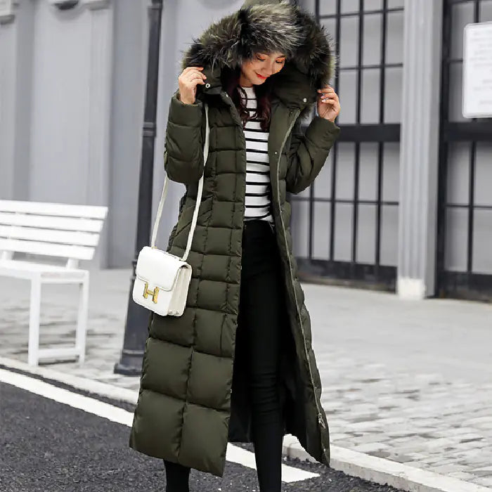 Women's Long-Length Down Cotton Coat – Slim Fit & Stylish – Gratis Wereldwijde Verzending