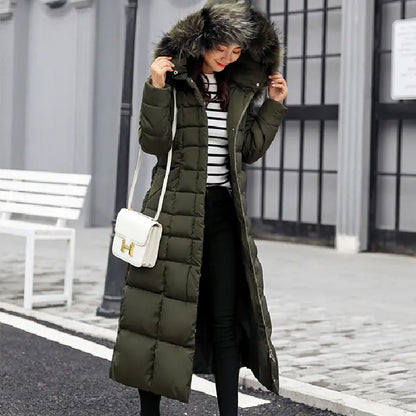 Women's Long-Length Down Cotton Coat – Slim Fit & Stylish – Gratis Wereldwijde Verzending