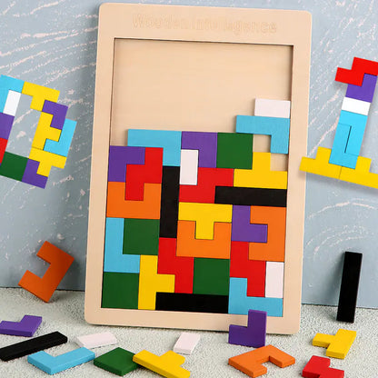 3D Colorful Wooden Tangram Puzzle Educational Toy - FkriTigrinya