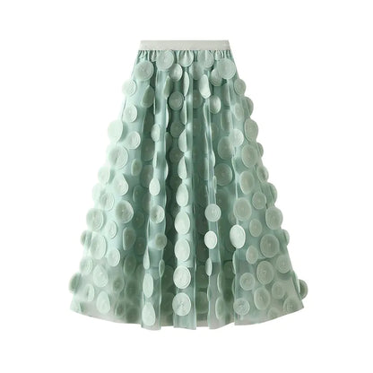 3D Polka Dot Black Mesh Skirt
