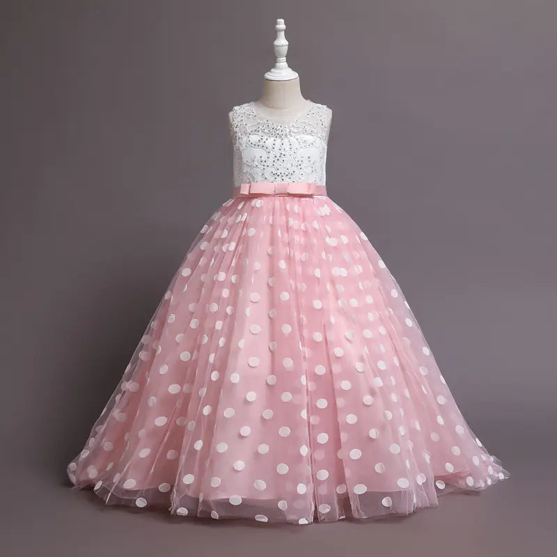 Girls' Spotted Princess Dress for Catwalk Performances sizes ranging from 120cm to 160cm,
