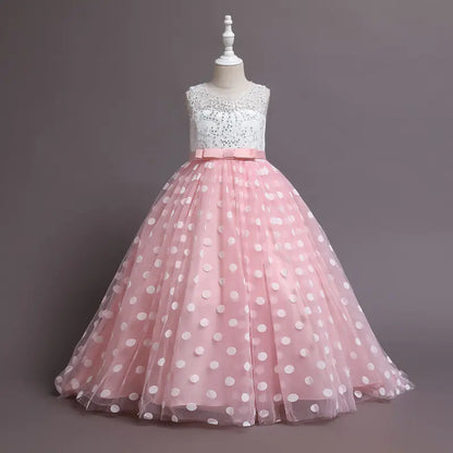 Girls' Spotted Princess Dress for Catwalk Performances sizes ranging from 120cm to 160cm,