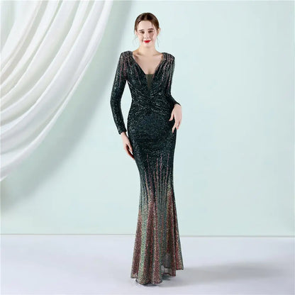 Fashion Long Sequin Dress for Special Occasions