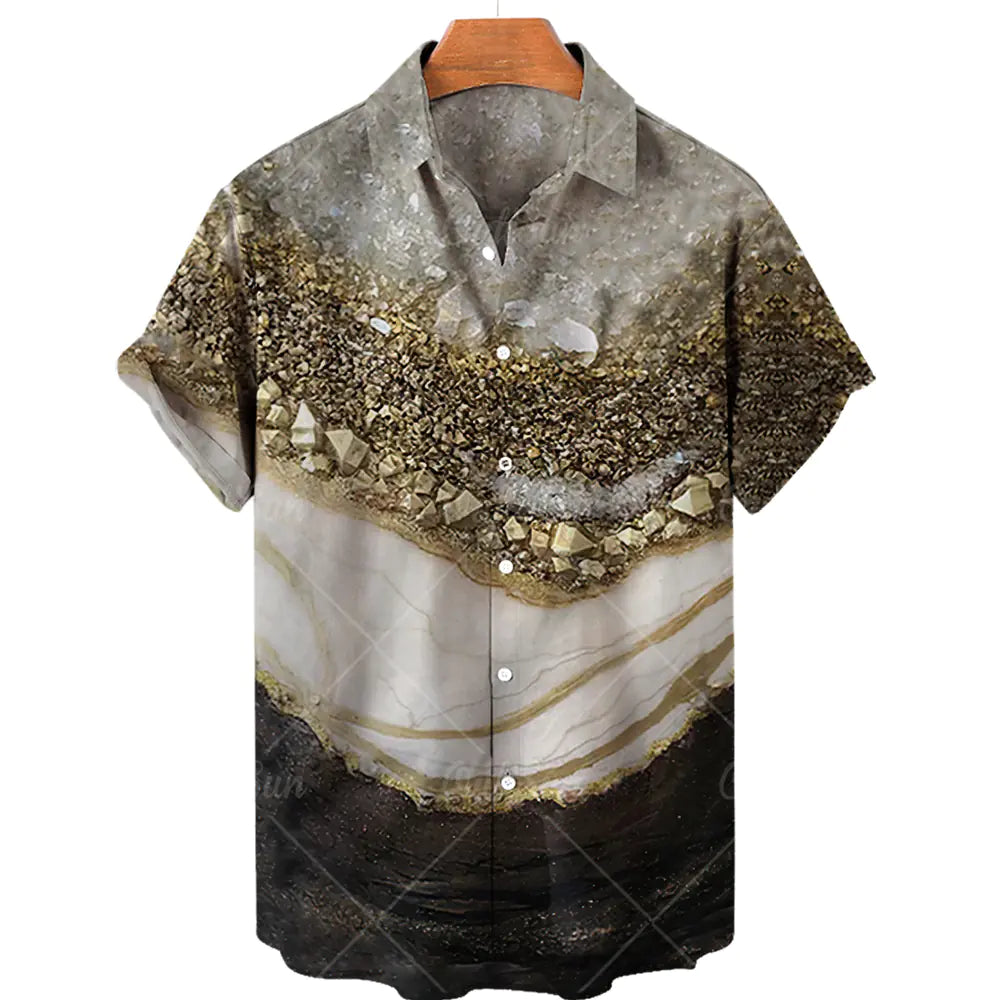 Vintage Hawaiian Casual Spandex Men's Shirt