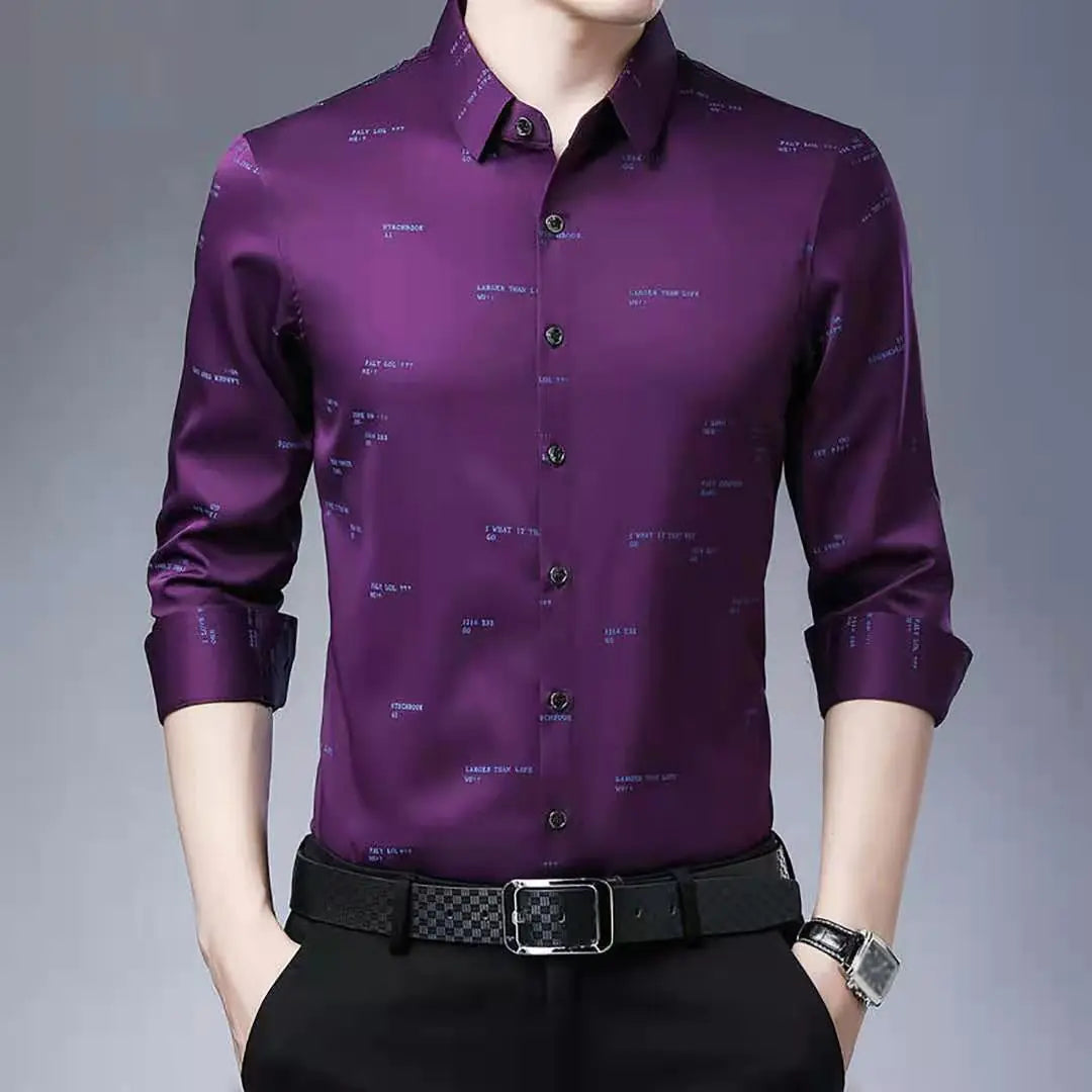 Men's Slim Fit Long Sleeve Floral Print Shirt