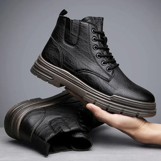 Trendy Men's High-Top Martin Leather Work Boots